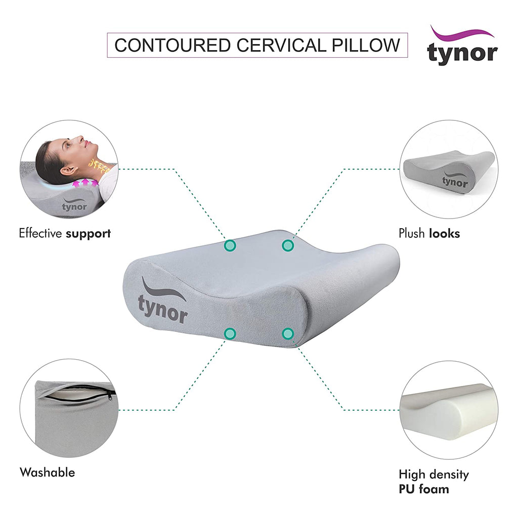 Tynor Contoured Cervical Pillow (Soft, Durable, Cervical Spine Posture, Extra Large, Dual Heights)-Universal Size 5