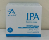 Iso-Propyl Alcohol Sanitising Wipes - Box of 30 wipes; Disposable, Single-use