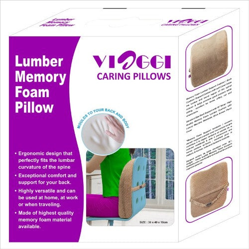 Viaggi Lumbar Support Memory Foam Pillow/Back Rest Cushion - Brown