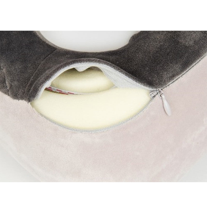 Viaggi Memory Foam 3 Mode Neck Massager Pillow for Shoulder & Neck Pain Relief Vibrating U Shape Massage Pillow - Coffee Grey